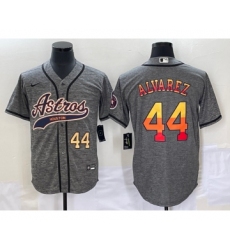 Men's Houston Astros #44 Yordan Alvarez Number Grey Gridiron Cool Base Stitched Baseball Jersey