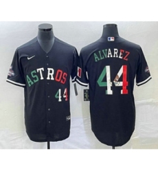 Men's Houston Astros #44 Yordan Alvarez Number Mexico Black Cool Base Stitched Baseball Jersey