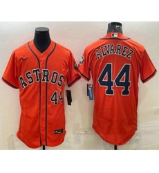 Men's Houston Astros #44 Yordan Alvarez Number Orange Stitched MLB Flex Base Nike Jersey