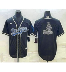 Men's Los Angeles Dodgers Big Logo Black Cool Base Stitched Baseball Jersey