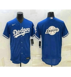 Men's Los Angeles Dodgers Big Logo Blue Flex Base Stitched Baseball Jersey1