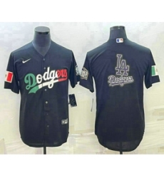 Men's Los Angeles Dodgers Big Logo Mexico Black Cool Base Stitched Baseball Jersey10