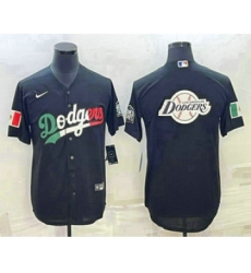 Men's Los Angeles Dodgers Big Logo Mexico Black Cool Base Stitched Baseball Jersey9