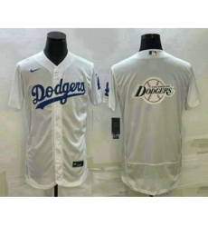 Men's Los Angeles Dodgers Big Logo White Flex Base Stitched Baseball Jersey1