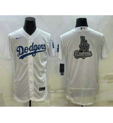 Men's Los Angeles Dodgers Big Logo White Flex Base Stitched Baseball Jersey