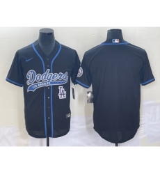 Men's Los Angeles Dodgers Black Blank Cool Base Stitched Baseball Jersey1