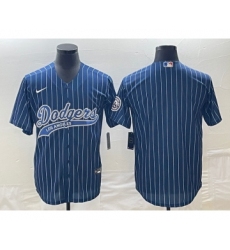 Men's Los Angeles Dodgers Blue Pinstripe Blank Cool Base Stitched Baseball Jerseys