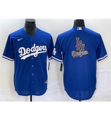 Men's Los Angeles Dodgers Blue Team Big Logo Cool Base Stitched Baseball Jersey 1