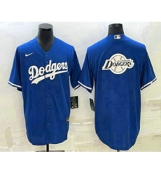 Men's Los Angeles Dodgers Blue Team Big Logo Cool Base Stitched Baseball Jersey1