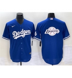 Men's Los Angeles Dodgers Blue Team Big Logo Cool Base Stitched Baseball Jersey