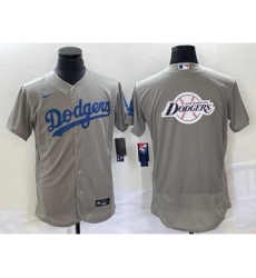 Men's Los Angeles Dodgers Gray Team Big Logo Flex Base Stitched Baseball Jersey