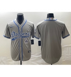 Men's Los Angeles Dodgers Grey Blank Cool Base Stitched Baseball Jersey