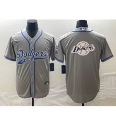 Men's Los Angeles Dodgers Grey Blank Cool Base Stitched Baseball Jerseys