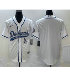 Men's Los Angeles Dodgers White Blank With Patch Cool Base Stitched Baseball Jersey