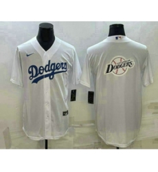 Men's Los Angeles Dodgers White Team Big Logo Cool Base Stitched Baseball Jersey1