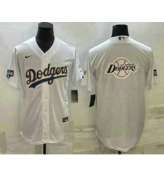 Men's Los Angeles Dodgers White Team Big Logo Cool Base Stitched Baseball Jersey2