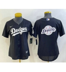 Women's Los Angeles Dodgers Big Logo Black MLB Cool Base Nike Jersey