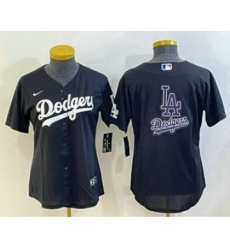 Women's Los Angeles Dodgers Big Logo Black MLB Cool Base Nike Jerseys