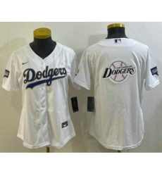 Women's Los Angeles Dodgers Big Logo White Gold Championship Stitched MLB Cool Base Nike Jersey