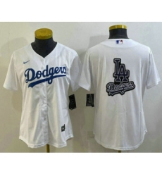 Women's Los Angeles Dodgers Big Logo White MLB Cool Base Nike Jersey