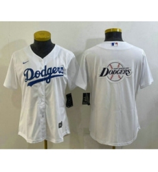 Women's Los Angeles Dodgers Big Logo White MLB Cool Base Nike Jerseys