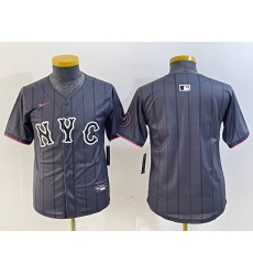 Youth New York Mets Blank Gray 2024 City Connect Cool Base Stitched Jersey