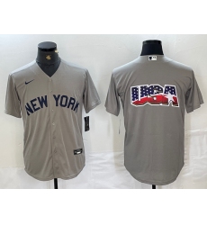 Men's New York Yankees Blank 2021 Grey Field of Dreams Cool Base Stitched Baseball Jerseys