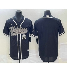 Men's New York Yankees Blank Black Cool Base Stitched Baseball Jersey