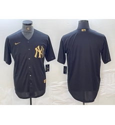 Men's New York Yankees Blank Black Gold Cool Base Stitched Jersey