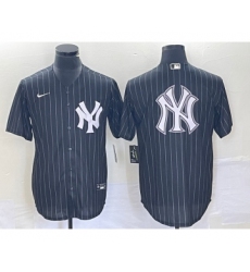 Men's New York Yankees Blank Black Pinstripe Cool Base Stitched Baseball Jersey1