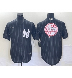 Men's New York Yankees Blank Black Pinstripe Cool Base Stitched Baseball Jersey2