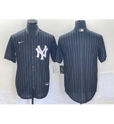 Men's New York Yankees Blank Black Pinstripe Cool Base Stitched Baseball Jersey