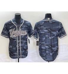 Men's New York Yankees Blank Gray Camo Cool Base Stitched Baseball Jersey