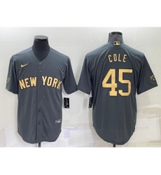 Men's New York Yankees #45 Gerrit Cole Grey 2022 All Star Stitched Cool Base Nike Jersey