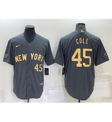 Men's New York Yankees #45 Gerrit Cole Number Grey 2022 All Star Stitched Cool Base Nike Jersey