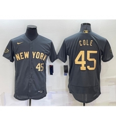 Men's New York Yankees #45 Gerrit Cole Number Grey 2022 All Star Stitched Flex Base Nike Jersey