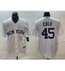 Men's New York Yankees #45 Gerrit Cole White 2024 Cool Base Stitched Jersey