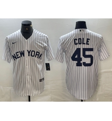 Men's New York Yankees #45 Gerrit Cole White 2024 Cool Base Stitched Jerseys