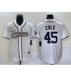 Men's New York Yankees #45 Gerrit Cole White Cool Base Stitched Baseball Jersey