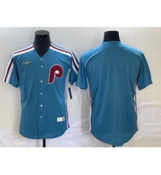 Men's Philadelphia Phillies Blank Blue Cooperstown Throwback Cool Base Nike Jersey