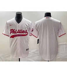 Men's Philadelphia Phillies Blank White Pinstripe Cool Base Stitched Baseball Jersey