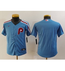 Youth Philadelphia Phillies Blank Light Blue Cooperstown Cool Base Jersey