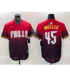 Men's Philadelphia Phillies #45 Zack Wheeler Red 2024 City Cool Base Jersey