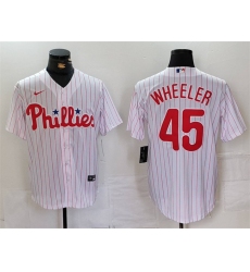 Men's Philadelphia Phillies #45 Zack Wheeler White Cool Base Stitched Jersey