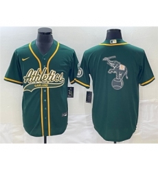 Men's Oakland Athletics Green Team Big Logo Cool Base Stitched Baseball Jersey 001