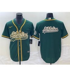 Men's Oakland Athletics Green Team Big Logo Cool Base Stitched Baseball Jersey 002