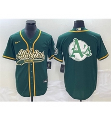 Men's Oakland Athletics Green Team Big Logo Cool Base Stitched Baseball Jersey 003