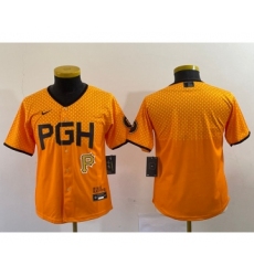 Youth Nike Pittsburgh Pirates Blank Yellow 2023 City Connect Stitched Jersey1