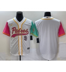 Men's San Diego Padres Blank White NEW 2023 City Connect Cool Base Stitched Jersey1