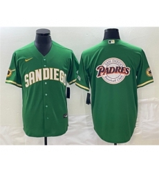 Men's San Diego Padres Green Team Big Logo Cool Base Stitched Baseball Jersey 001